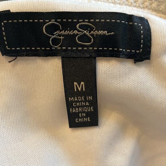 Jessica Simpson Dress White Knit Sweater Fit & Flare Lined Womens Size Medium - Picture 5 of 10